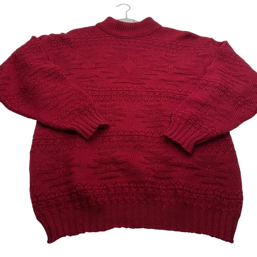 Pendleton vintage western knit Wool burgundy Red Sweater M USA 100% Virgin Wool
